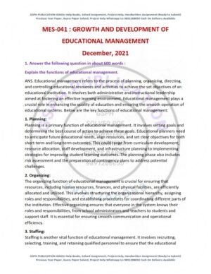 IGNOU MES-041 Previous Year Solved Question Paper English Medium (DEC 2021)