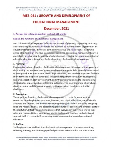 IGNOU MES-041 Previous Year Solved Question Paper English Medium (DEC 2021)