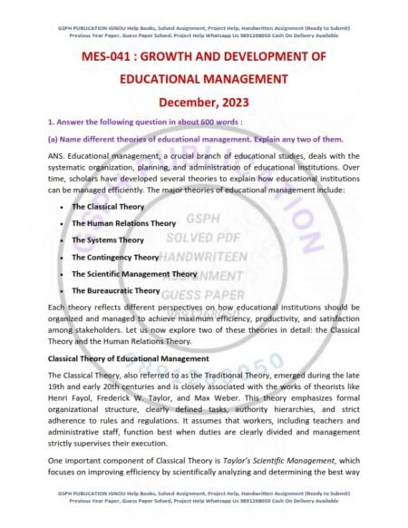 IGNOU MES-041 Previous Year Solved Question Paper English Medium (DEC 2023)