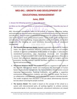 IGNOU MES-041 Previous Year Solved Question Paper English Medium (JUNE 2024)