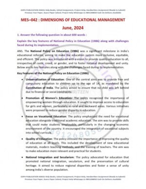 IGNOU MES-042 Previous Year Solved Question Paper English Medium (JUNE 2024)