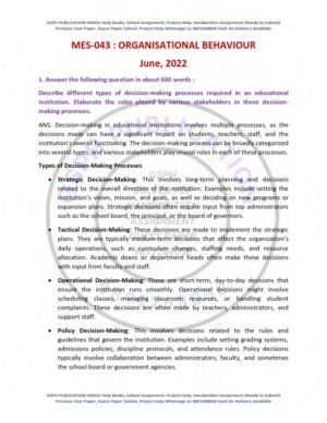 IGNOU MES-043 Previous Year Solved Question Paper English Medium (JUNE 2022)
