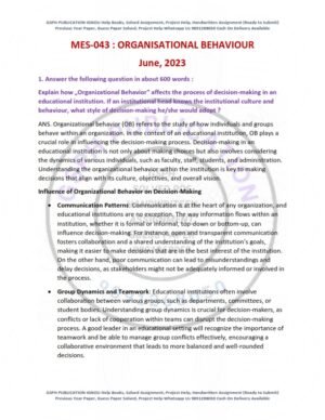 IGNOU MES-043 Previous Year Solved Question Paper English Medium (JUNE 2023)