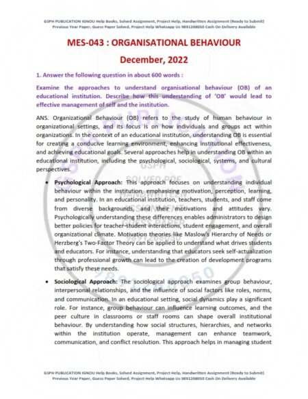 IGNOU MES-043 Previous Year Solved Question Paper English Medium (DEC 2022)