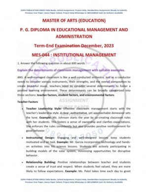IGNOU MES-044 Previous Year Solved Question Paper English Medium (DEC 2023)