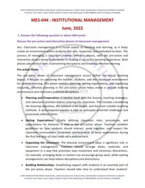 IGNOU MES-044 Previous Year Solved Question Paper English Medium (JUNE 2022)