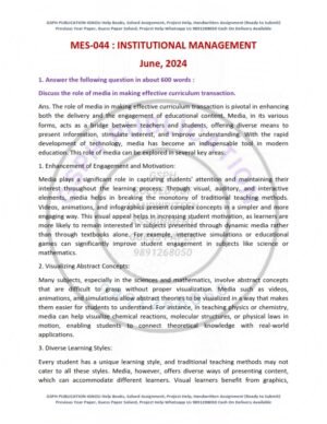 IGNOU MES-044 Previous Year Solved Question Paper English Medium (JUNE 2024)