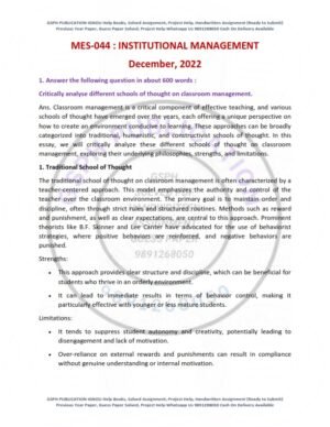 IGNOU MES-044 Previous Year Solved Question Paper English Medium (DEC 2022)