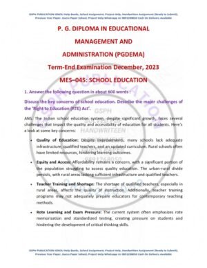 IGNOU MES-045 Previous Year Solved Question Paper English Medium (DEC 2023)