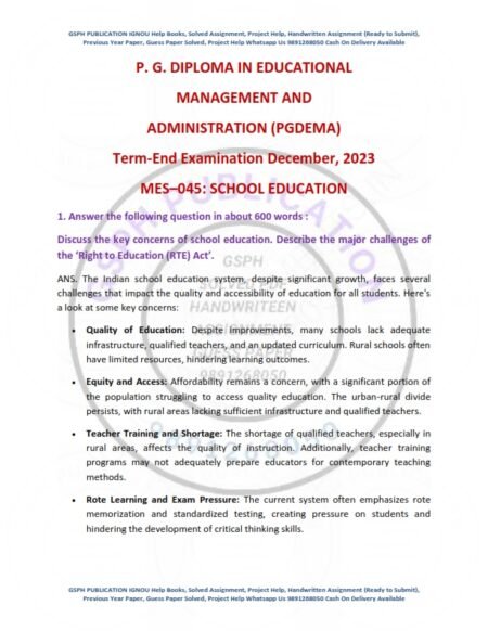 IGNOU MES-045 Previous Year Solved Question Paper English Medium (DEC 2023)