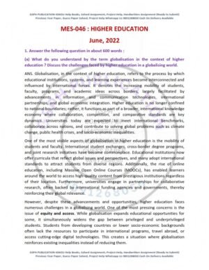 IGNOU MES-046 Previous Year Solved Question Paper English Medium (JUNE 2022)