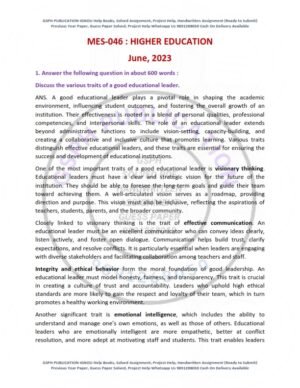 IGNOU MES-046 Previous Year Solved Question Paper English Medium (JUNE 2023)