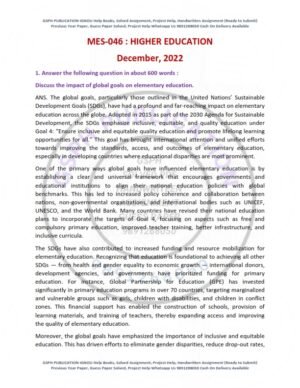 IGNOU MES-046 Previous Year Solved Question Paper English Medium (DEC 2022)