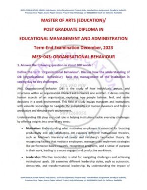 IGNOU MES-043 Previous Year Solved Question Paper English Medium (DEC 2023)