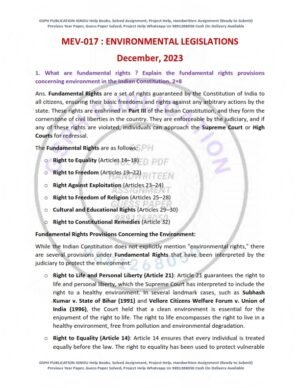 IGNOU MEV-017 Previous Year Solved Question Paper English Medium (DEC 2023)