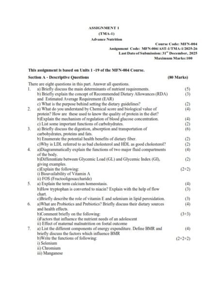 IGNOU MFN-004 Solved Assignment July 2025 English Medium
