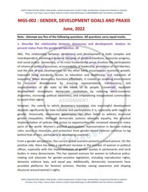 IGNOU MGS-002 Previous Year Solved Question Paper English Medium (JUNE 2022)