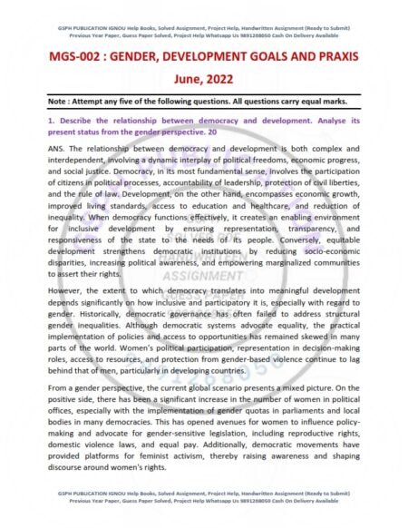 IGNOU MGS-002 Previous Year Solved Question Paper English Medium (JUNE 2022)