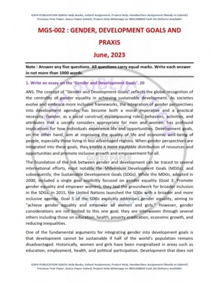IGNOU MGS-002 Previous Year Solved Question Paper English Medium (JUNE 2023)