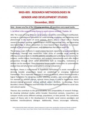 IGNOU MGS-005 Previous Year Solved Question Paper English Medium (DEC 2022)