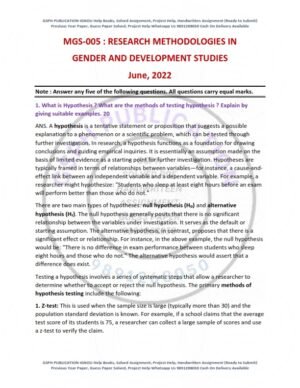 IGNOU MGS-005 Previous Year Solved Question Paper English Medium (JUNE 2022)