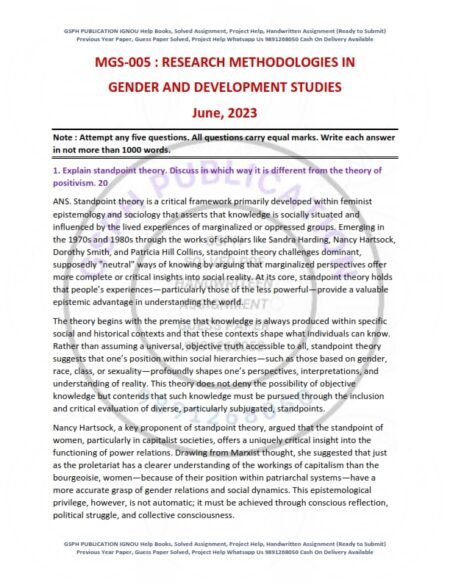 IGNOU MGS-005 Previous Year Solved Question Paper English Medium (JUNE 2023)