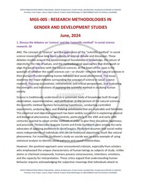 IGNOU MGS-005 Previous Year Solved Question Paper English Medium (JUNE 2024)