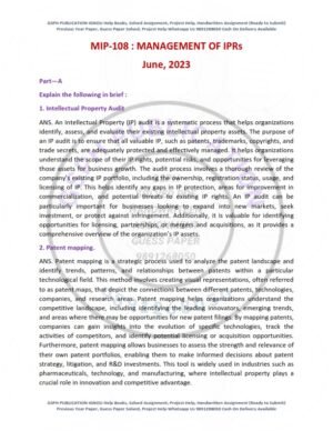 IGNOU MIP-108 Previous Year Solved Question Paper English Medium (JUNE 2023)