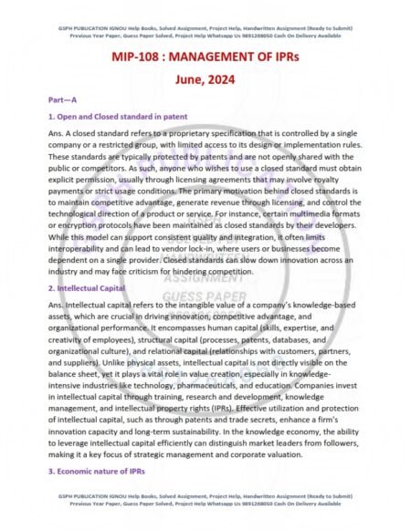 IGNOU MIP-108 Previous Year Solved Question Paper English Medium (JUNE 2024)
