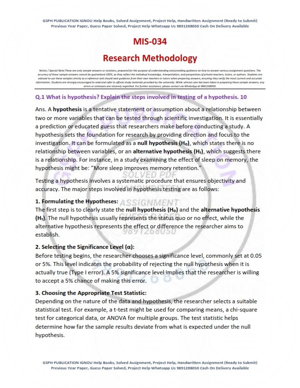IGNOU MIS-34 Solved Assignment January 2025 English Medium