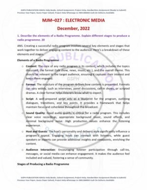 IGNOU MJM-027 Previous Year Solved Question Paper English Medium (DEC 2022)