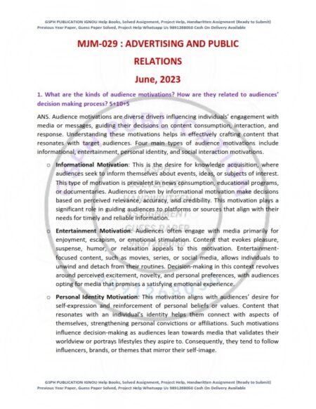 IGNOU MJM-029 Previous Year Solved Question Paper English Medium (JUNE 2023)