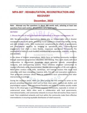 IGNOU MPA-07 Previous Year Solved Question Paper English Medium (DEC 2022)
