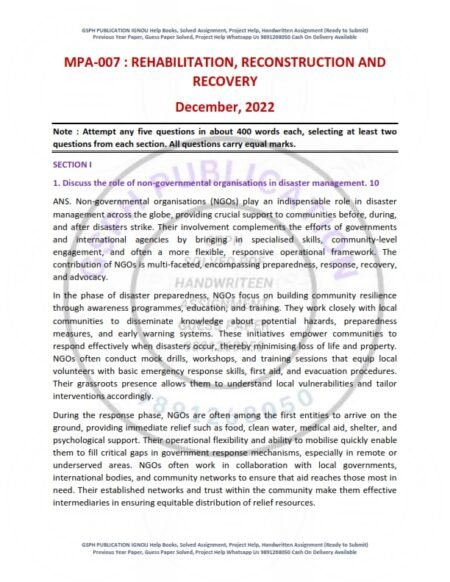 IGNOU MPA-07 Previous Year Solved Question Paper English Medium (DEC 2022)