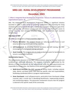 IGNOU MRD-102 Previous Year Solved Question Paper English Medium (DEC 2023)