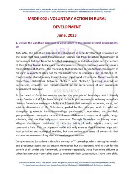 IGNOU MRDE-02 Previous Year Solved Question Paper English Medium (JUNE 2023)