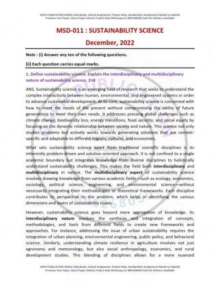 IGNOU MSD-011 Previous Year Solved Question Paper English Medium (DEC 2022)