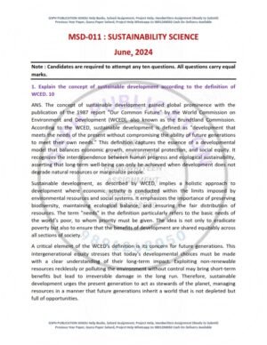 IGNOU MSD-011 Previous Year Solved Question Paper English Medium (JUNE 2024)