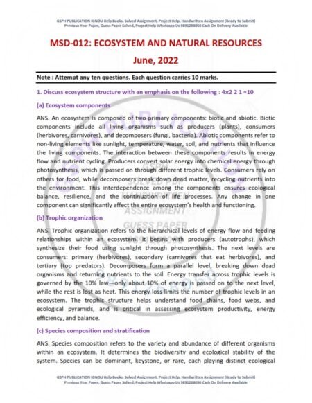 IGNOU MSD-012 Previous Year Solved Question Paper English Medium (JUNE 2022)