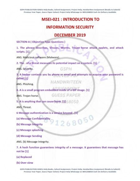 IGNOU MSEI-021 Previous Year Solved Question Paper English Medium (DEC 2019)