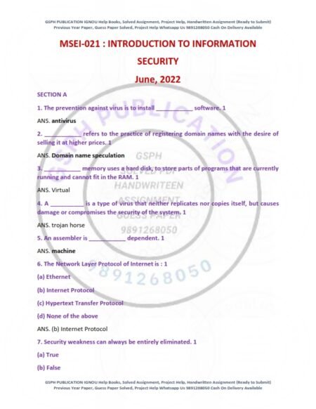 IGNOU MSEI-021 Previous Year Solved Question Paper English Medium (JUNE 2022)
