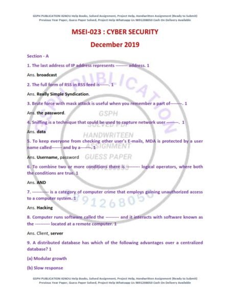 IGNOU MSEI-023 Previous Year Solved Question Paper English Medium (DEC 2019)