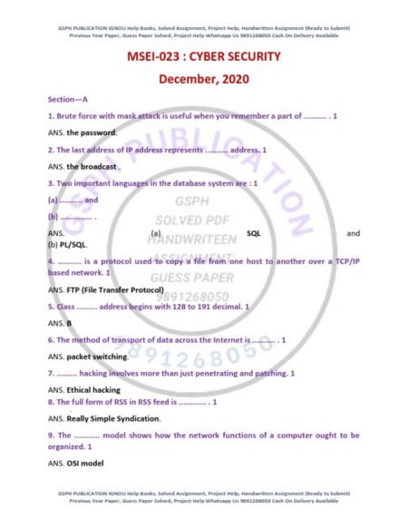 IGNOU MSEI-023 Previous Year Solved Question Paper English Medium (DEC 2020)