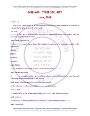 IGNOU MSEI-023 Previous Year Solved Question Paper English Medium (JUNE 2019)