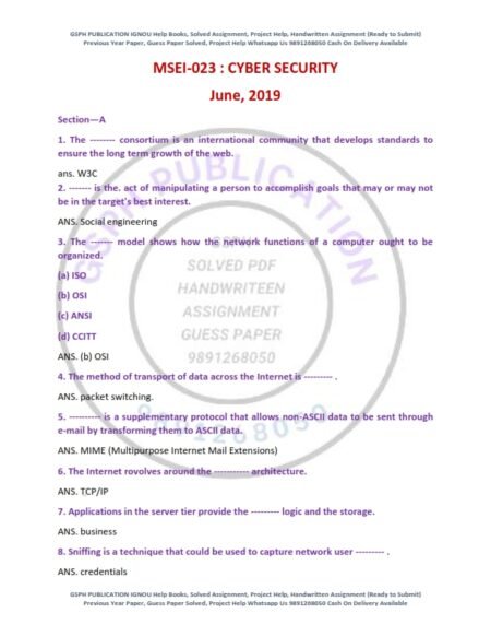 IGNOU MSEI-023 Previous Year Solved Question Paper English Medium (JUNE 2019)