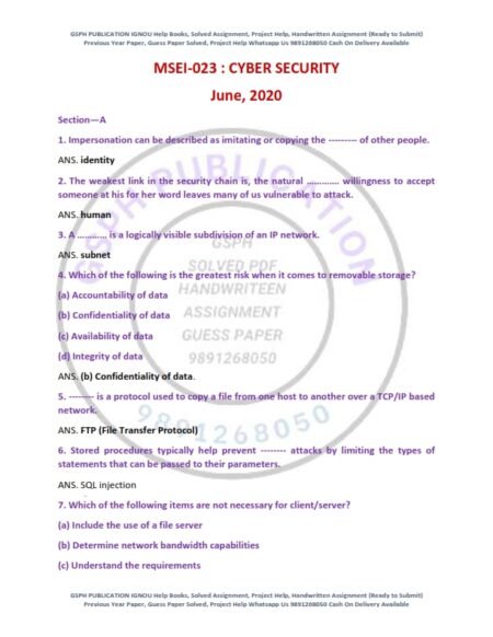 IGNOU MSEI-023 Previous Year Solved Question Paper English Medium (JUNE 2020)