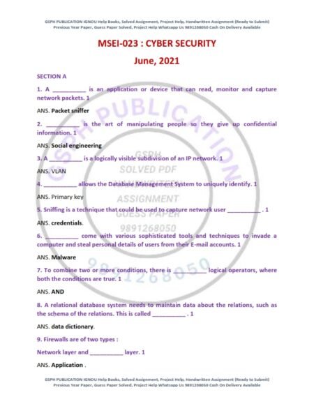 IGNOU MSEI-023 Previous Year Solved Question Paper English Medium (JUNE 2021)