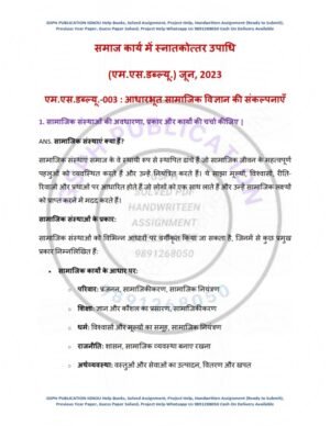 IGNOU MSW-003 Previous Year Solved Question Paper Hindi Medium (JUNE 2023)