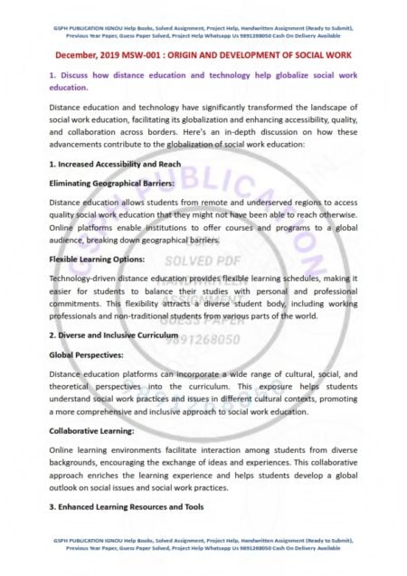 IGNOU MSW-001 Previous Year Solved Question Paper English Medium (DEC 2019)