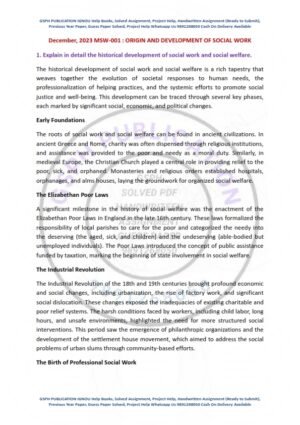 IGNOU MSW-001 Previous Year Solved Question Paper English Medium (DEC 2023)